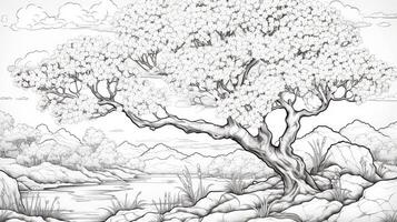 pink coloring page trees photo