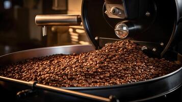glossy coffee beans roasting photo