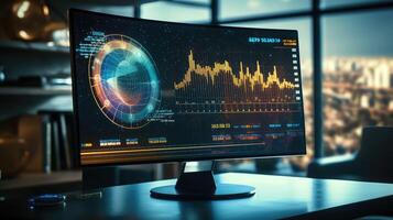 futuristic data on monitor photo