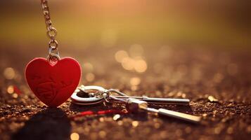 keys red string heart photo