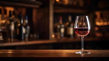 simplicity wine glass on bar photo