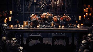 dried rustic wood table halloween photo