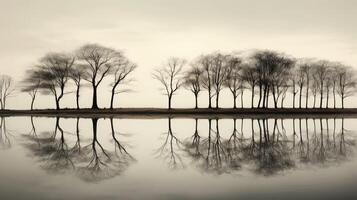 reflection trees with no leaves photo