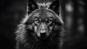 fur black and white wolf photo