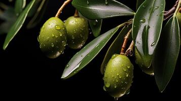 dew olive tree isolated photo