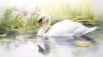 swan water color line photo