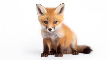 curious baby fox white background photo
