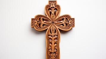 designs wooden cross on white background photo