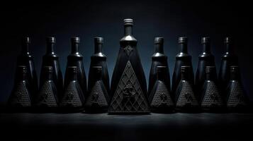 arrangement black bottles photo