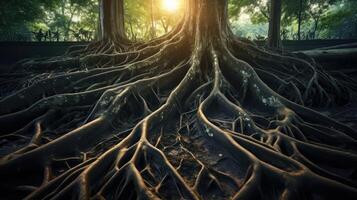 growth tree roots underground photo