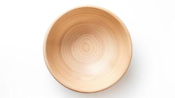 clean empty wooden bowl top view isolated photo