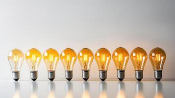 glow lightbulb on white background photo