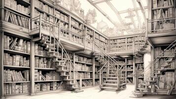 drawing books line art photo