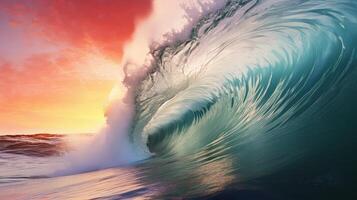 shore red blue wave photo