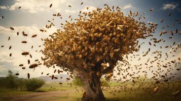 mesmerizing bee hive tree photo