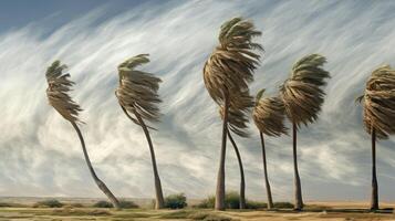 branches windy palm trees photo