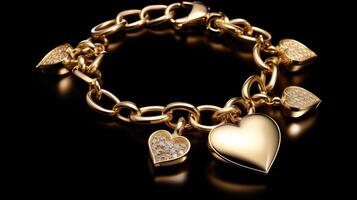 bracelet gold heart isolated photo