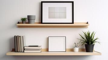 desk wall shelf with frame photo