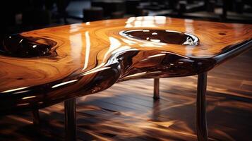 reflection wood table glossy photo