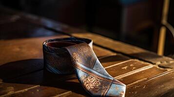 design tie on table photo