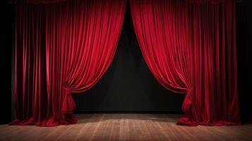 theater stage with red curtains photo