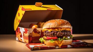 mouthwaterg burger in box photo