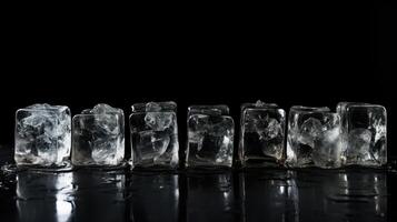 arranged ice cubes black photo