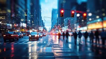bustling bokeh blue background photo