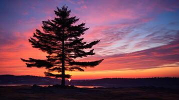 sky fir tree silhouette photo