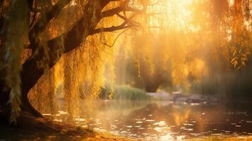 shimmering tree with leaves photo