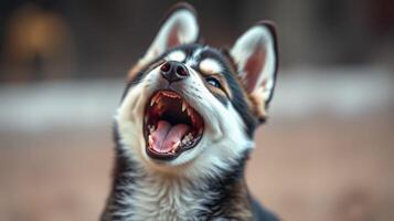 Excited dog showcases playful energy in outdoor setting during sunny afternoon photo