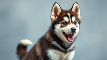 Happy playful dog with a friendly expression standing in a vibrant outdoor setting photo