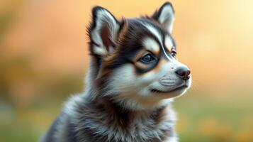 Charming puppy gazing curiously in a sunlit outdoor setting during a calm afternoon in the park photo