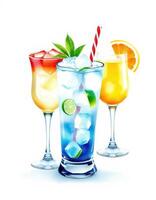 Refreshing summer cocktails include vibrant colors and fruity flavors at a sunny outdoor gathering photo