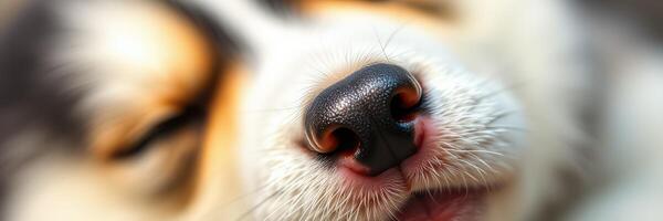 Close-up of a sleeping dog highlighting its soft features and peaceful expression during a sunny afternoon photo