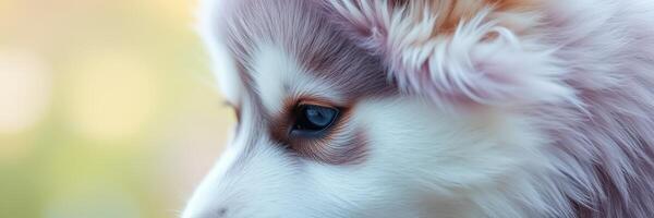 Cute puppy with striking fur pattern playing outdoors during golden hour photo