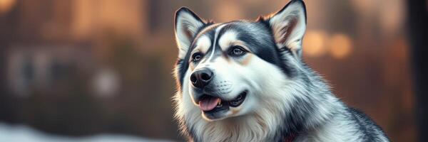 Majestic dog rests in a serene winter landscape with soft sunlight shining through trees photo