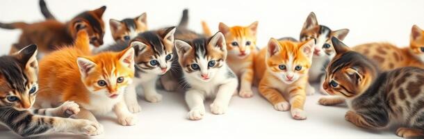 Multiple cute kittens explore a bright and spacious indoor area while playfully interacting with each other photo