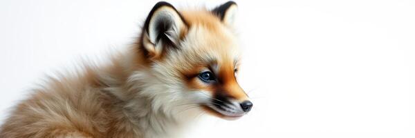 Young fox with soft fur displays curiosity in a bright, indoor setting photo