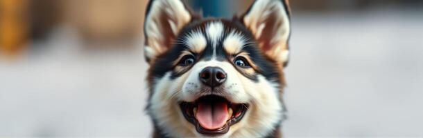 Happy puppy enjoying a sunny day in the park with a playful expression and a welcoming stance photo