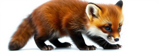 Red fox exploring its surroundings in a natural habitat during daylight hours photo