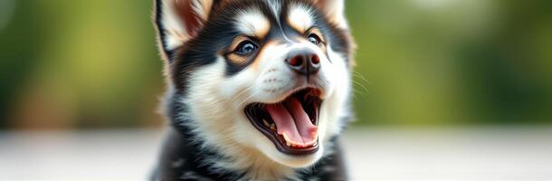 Happy playful dog with bright eyes enjoying a sunny day outside in the park photo