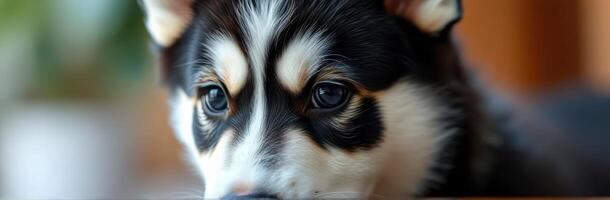 Cute puppy resting at a sunny window in a cozy indoor setting during the afternoon photo