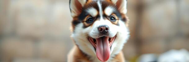 Happy dog enjoying the outdoors in a sunny setting, showcasing a playful demeanor and vibrant fur patterns photo