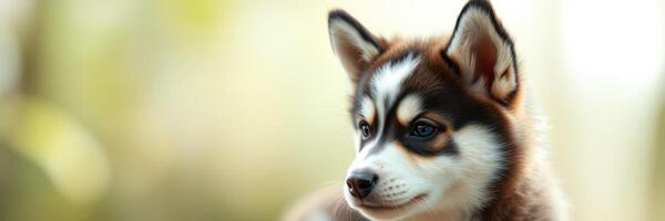 Cute puppy playing in a sunny garden on a warm afternoon photo