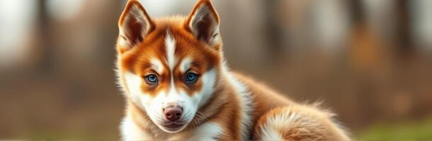Playful husky puppy enjoys a sunny day in the park with vibrant colors and soft fur textures in focus photo