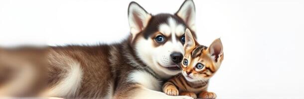 Playful dog and cat cuddle together in a cozy indoor setting during an afternoon photo