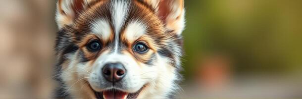 Happy dog enjoys a sunny day at the park, showcasing playful energy and joyful expression photo