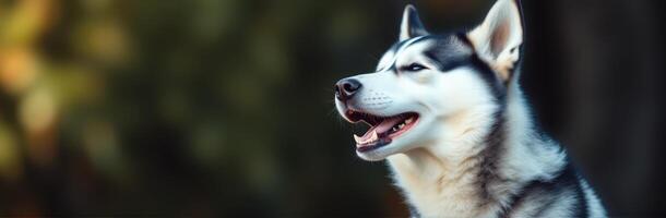 Siberian husky enjoying a sunny day outdoors with a serene expression in a natural setting photo
