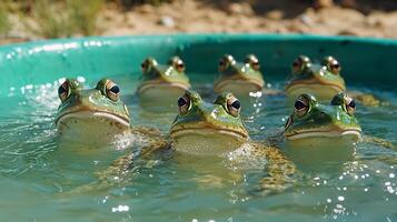Countless frogs leap from Nile River overwhelming streets of Egypt as terrified citizens struggle fend them off during surreal biblical event photo